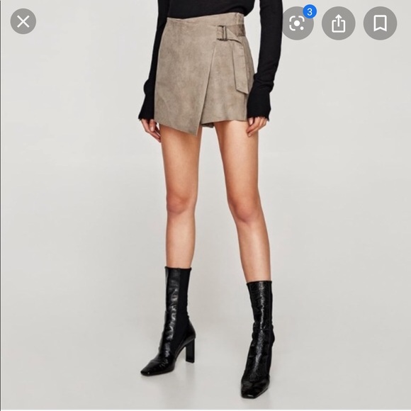 Zara Dresses & Skirts - 🌼Zara Faux Suede Skort w/Buckle